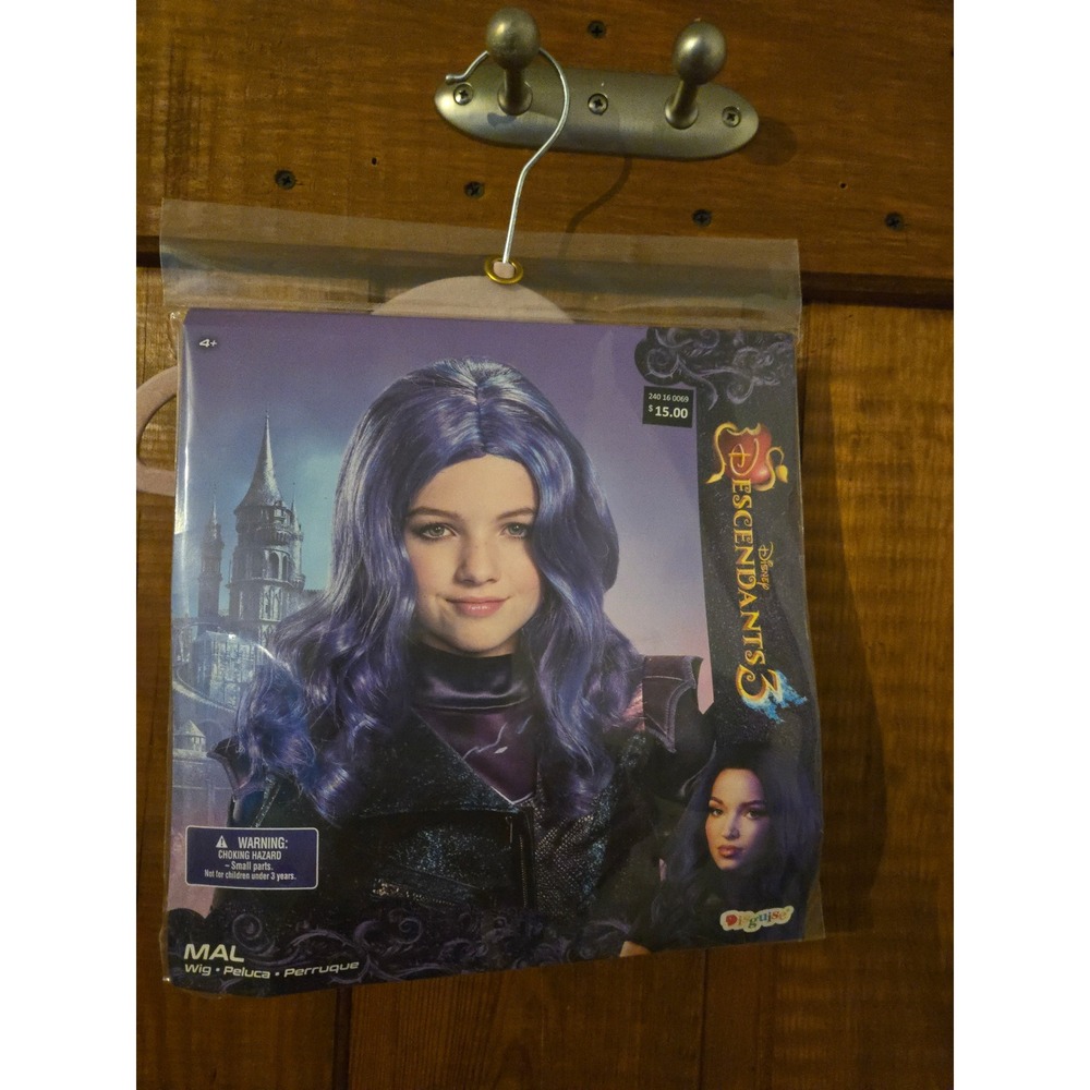 Disney Descendants 3 Mal Wig Kids Purple Wavy Costume Hair Accessory Disguise